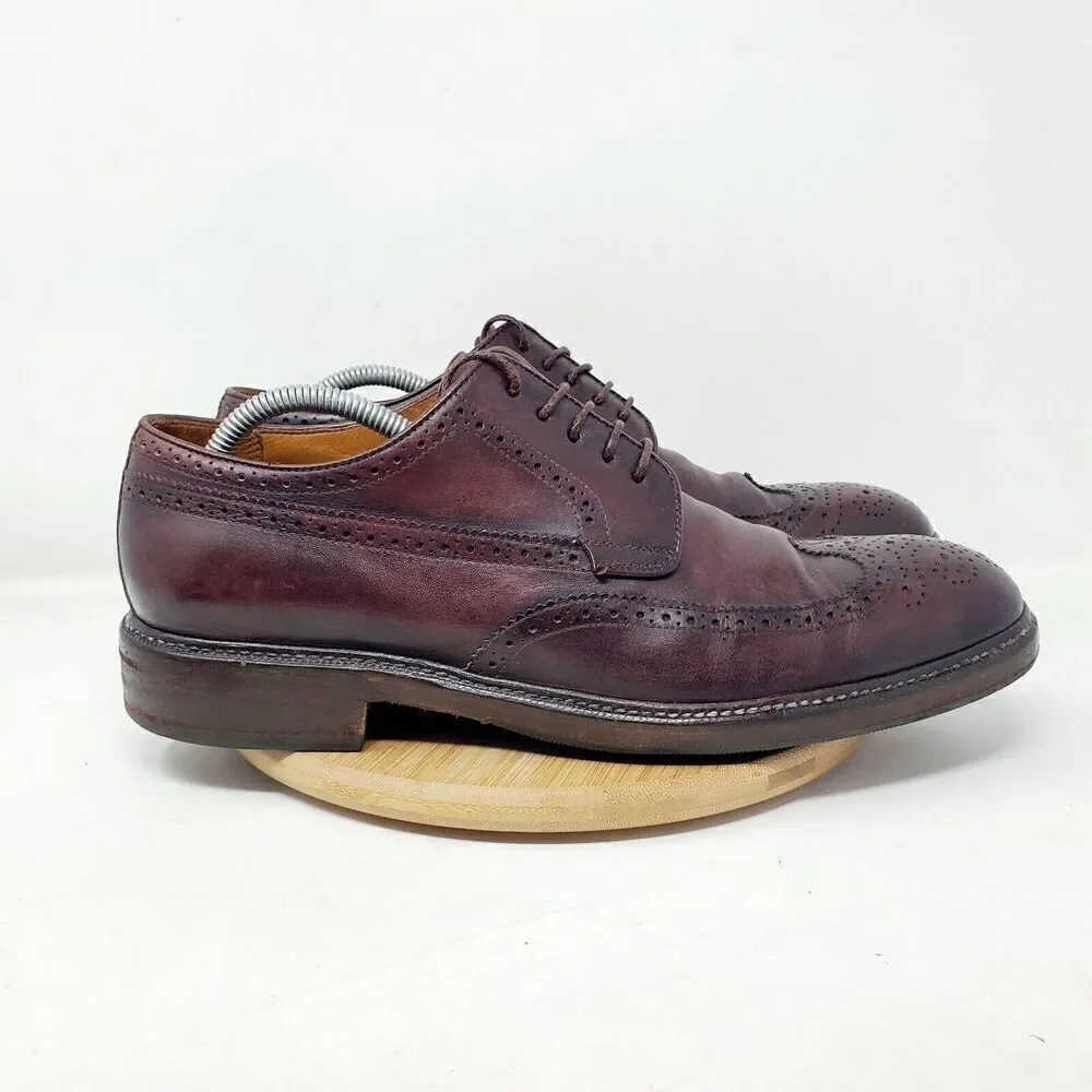 Campanile Shoes Mens 10 Brown Leather Wingtip Derby Full Brogue Medallion Oxford